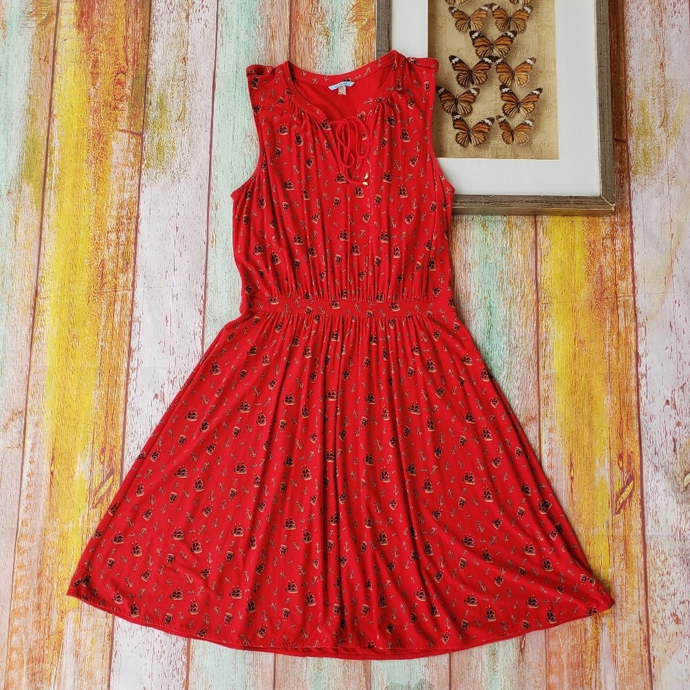 Anthro Leifnotes Red Skipper Ships Boat Dress M - Picture 1 of 8